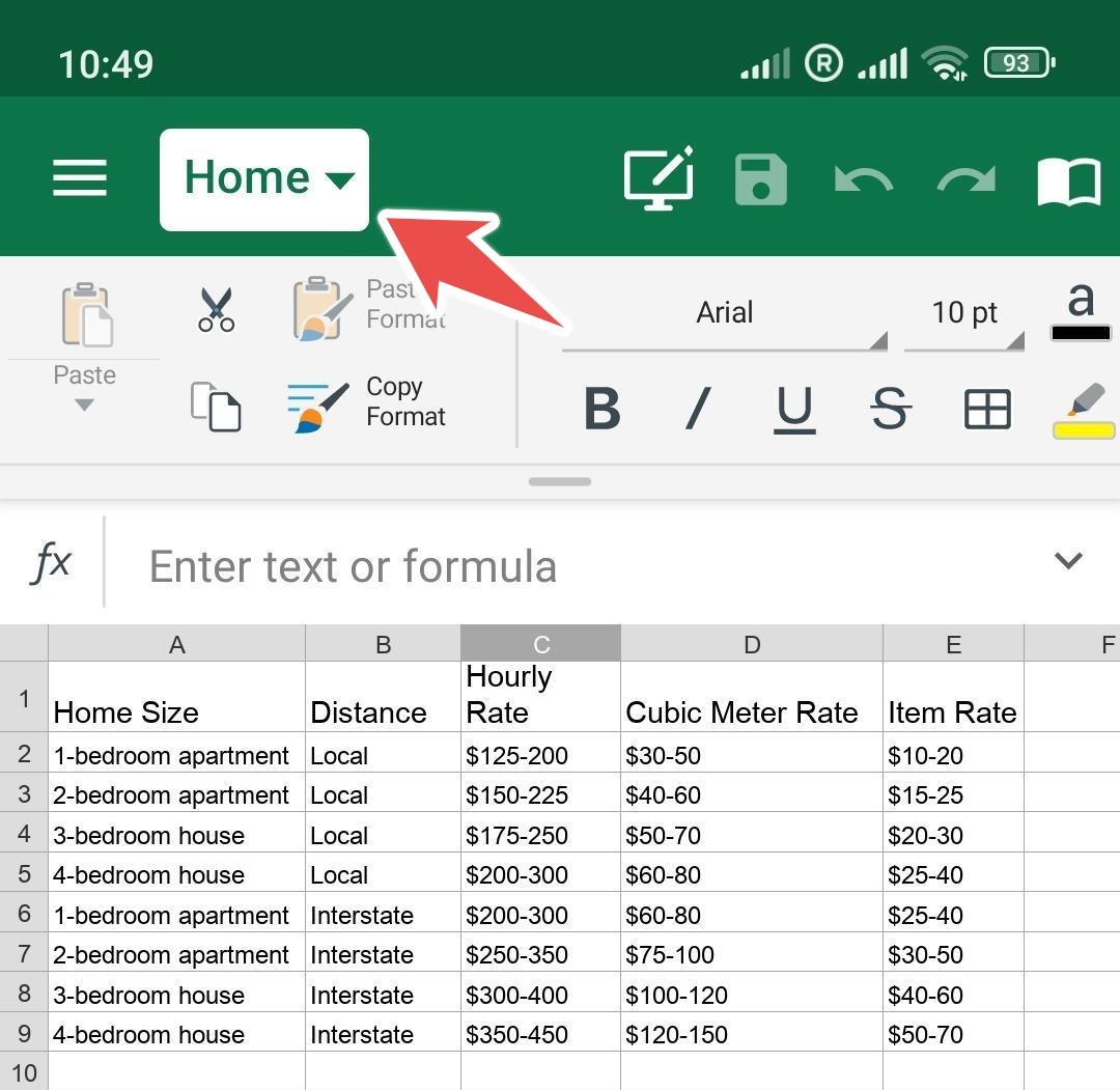 How to use the layout tab in Sheets for Android – OfficeSuite